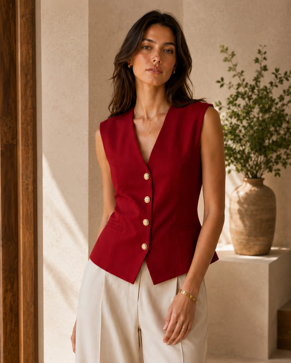 Camisa t Chaleco con botones